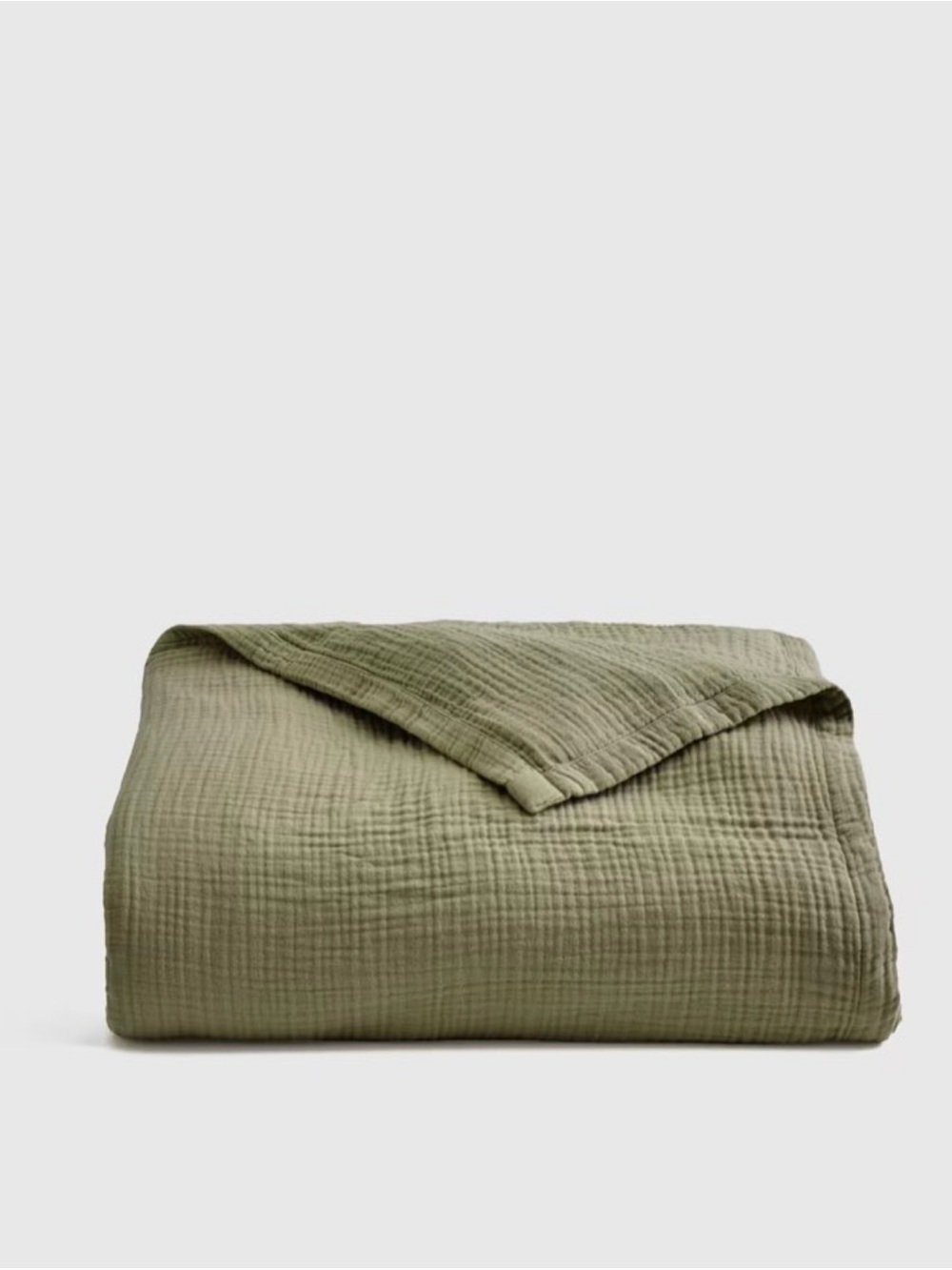 Quince Organic Cotton Gauze Blanket in Olive, King/Cal King